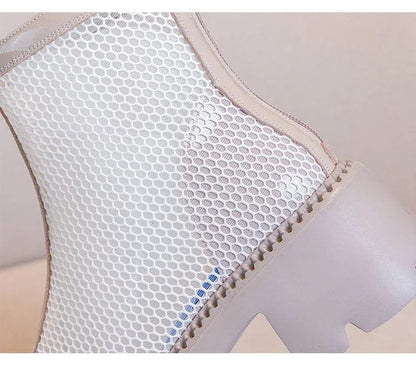 Beige Western-Style Ankle Boots