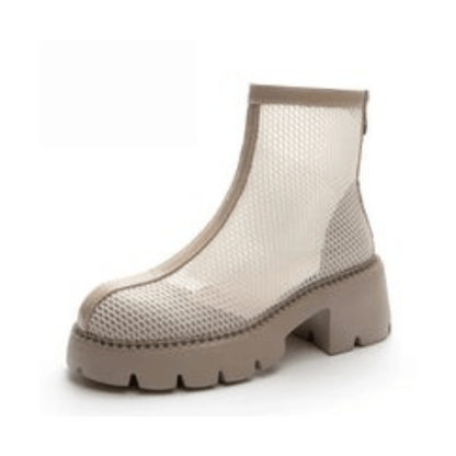 Beige Western-Style Ankle Boots