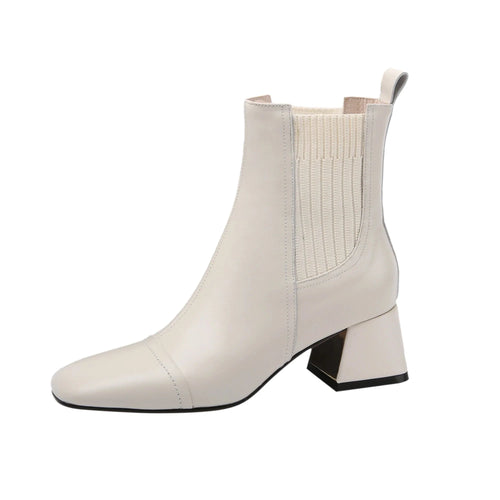 Beige Western Ankle Boots