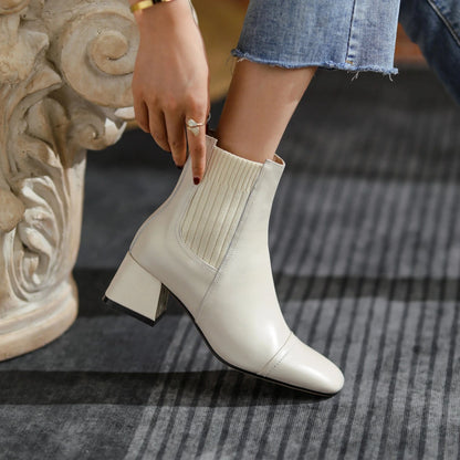 Beige Western Ankle Boots