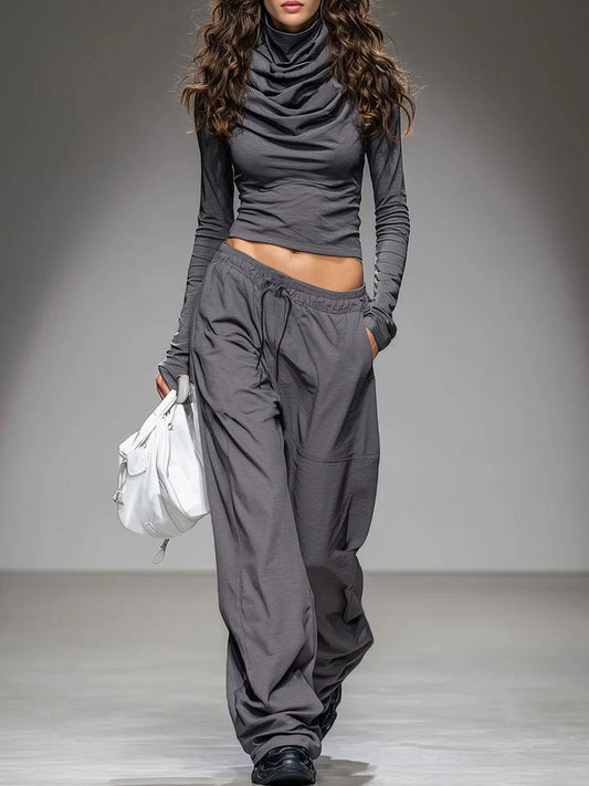 Ensemble Décontracté : T-shirt à Manches Longues et Pantalon Ample