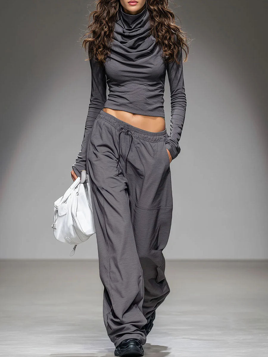 Ensemble Décontracté : T-shirt à Manches Longues et Pantalon Large