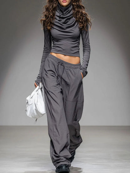 Ensemble Décontracté : T-shirt à Manches Longues et Pantalon Large