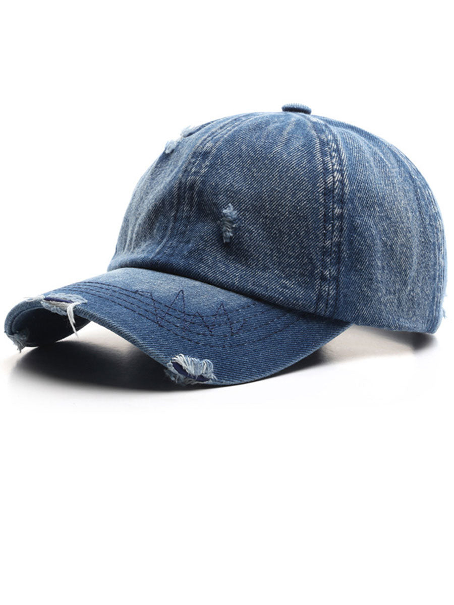 Casquette Vintage en Denim Effet Usé - Style Rétro