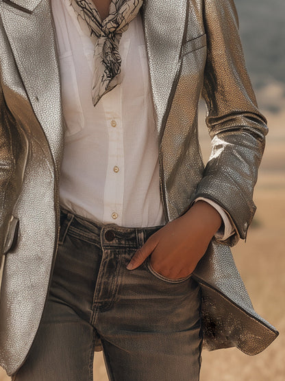 Blazer Argenté Chic et Contemporain