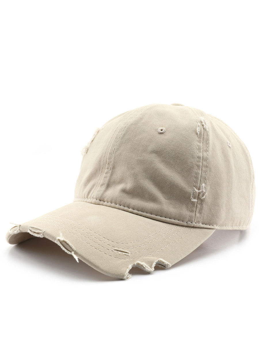 Casquette en coton décontractée à la mode avec effet déchiré