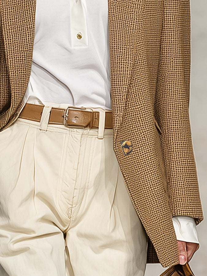 Chic Blazer Khaki au Style Rétro