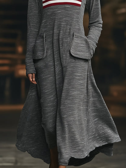 Robe Maxi à Capuche Gris Foncé avec Design de Drapeau Personnalisé