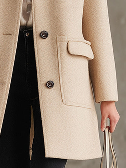 Chic Manteau Beige en Laine avec Col en Fourrure - Élégance et Chaleur Assurées