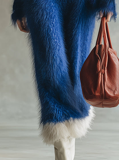 Élégante Robe Maxi Tricot Longue en Bleu Royal - Confort et Style