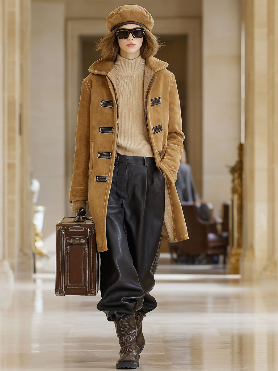 Veste en polaire suédine kaki vintage - Élégance décontractée