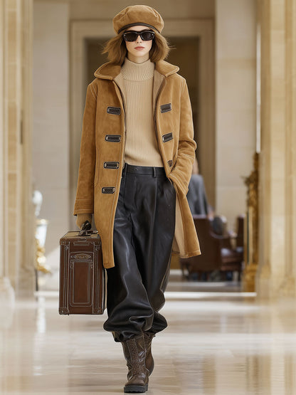 Veste en polaire suédine kaki vintage - Élégance décontractée