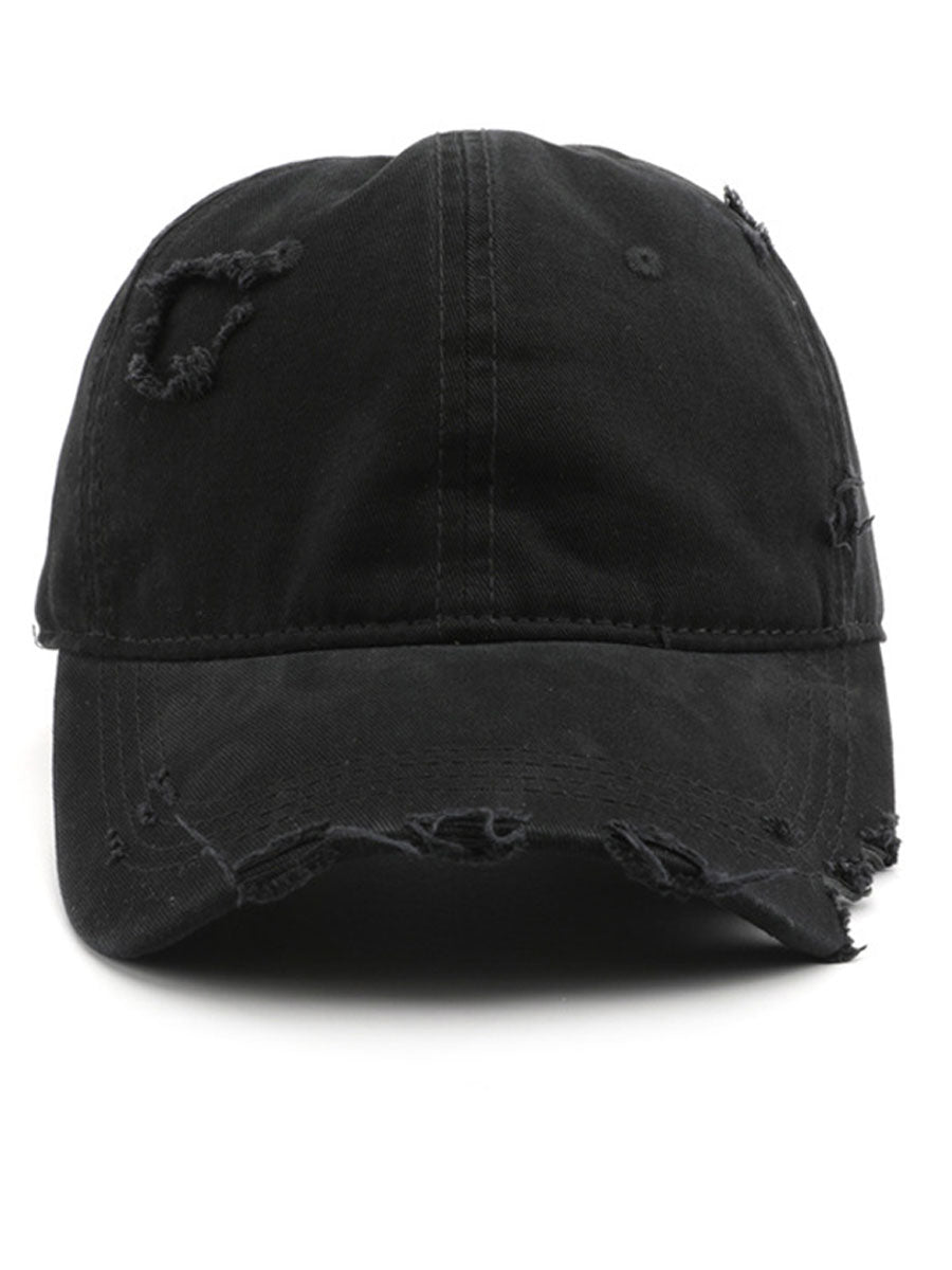 Casquette en coton décontractée à la mode avec effet déchiré