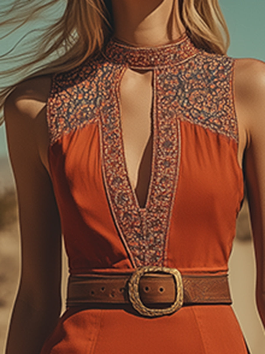 Robe Mini Sans Manches à Franges et Découpes - Chic Rétro, Expédition Rapide en 24 Heures!