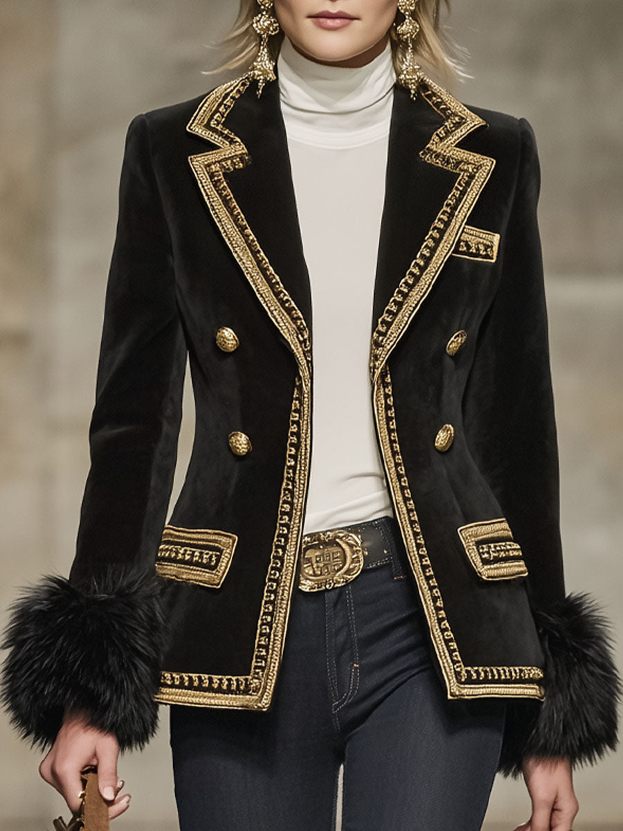 Veste Élégante en Suède Synthétique Douce avec Détails Contrastés