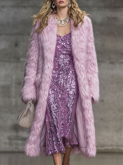 Veste en fausse fourrure rose rétro chic et décontractée