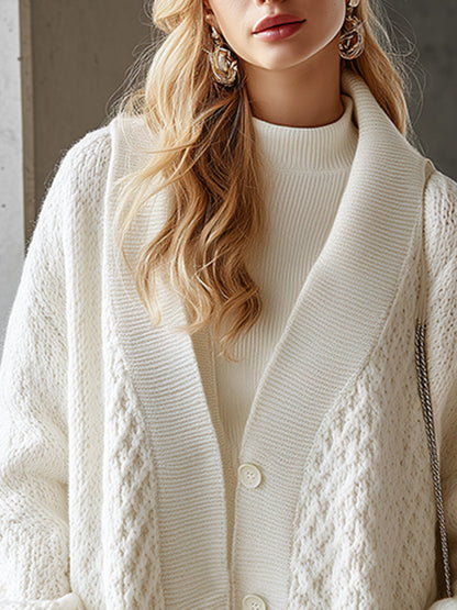 Chic Cardigan Blanc en Tricot Premium