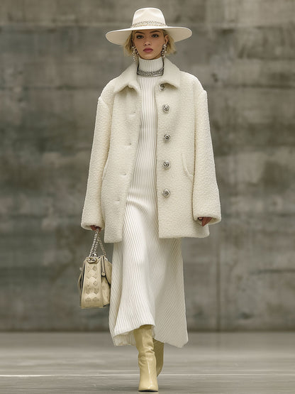 Veste en polaire blanche au style rétro tendance