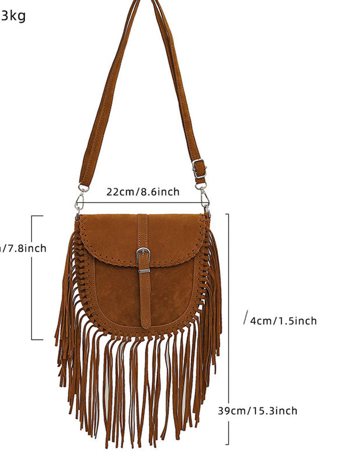 Vintage Bohème Suède Sac à Épaule avec Franges VIP