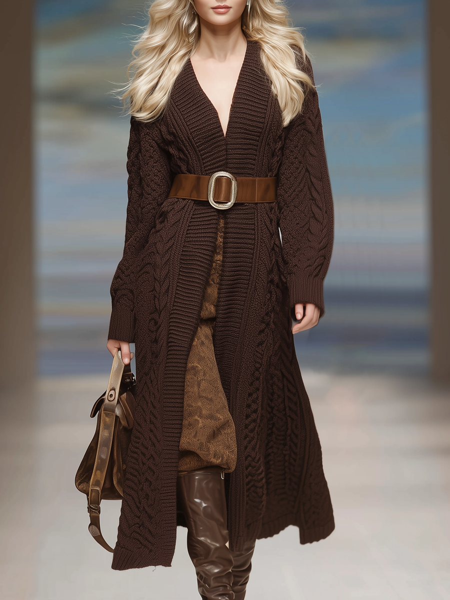 Chic Long Knit Cardigan - Retro Casual Style