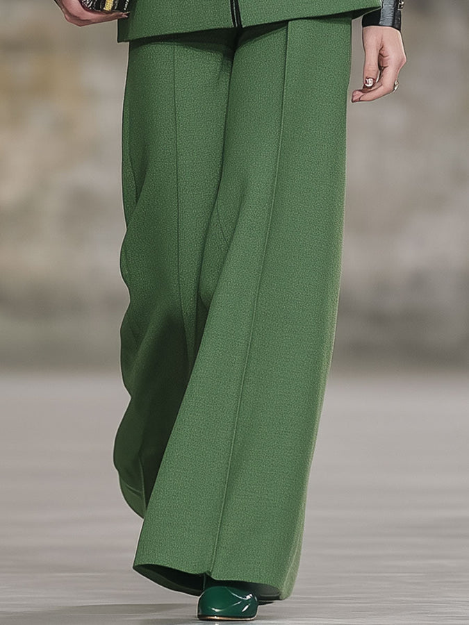Chic Vintage Green Blazer & Trouser Set