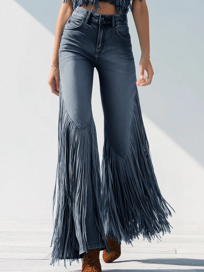Jean Flare à Franges Vintage Chic