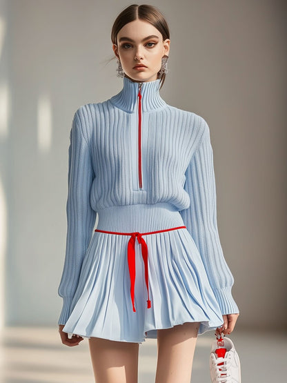 Ensemble de Sport Chic avec Col Montant et Fermeture Éclair - Expédition Rapide en 24 Heures!