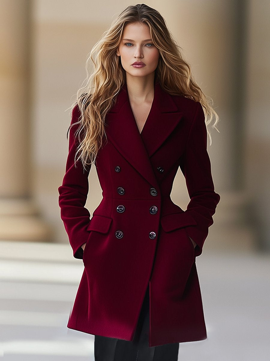 Élégant Manteau à Revers Taille Haute - Expédition Rapide en 24 Heures