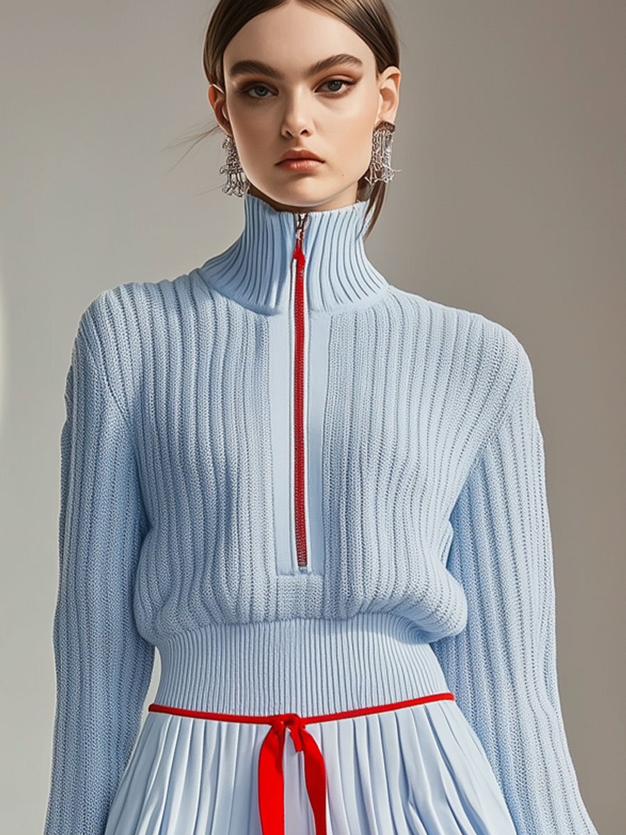 Ensemble de Sport Chic avec Col Montant et Fermeture Éclair - Expédition Rapide en 24 Heures!