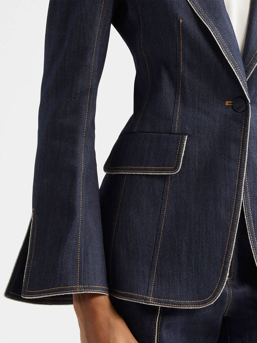 Veste en Jean Slim Fit à Manches Cloches et Fente - Livraison Rapide en 24 Heures