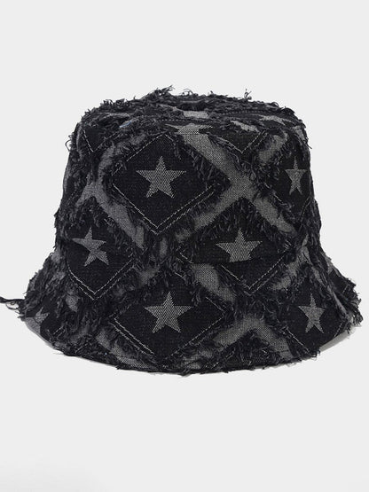 Chapeau de seau en denim brut à cinq pans - Élégance décontractée