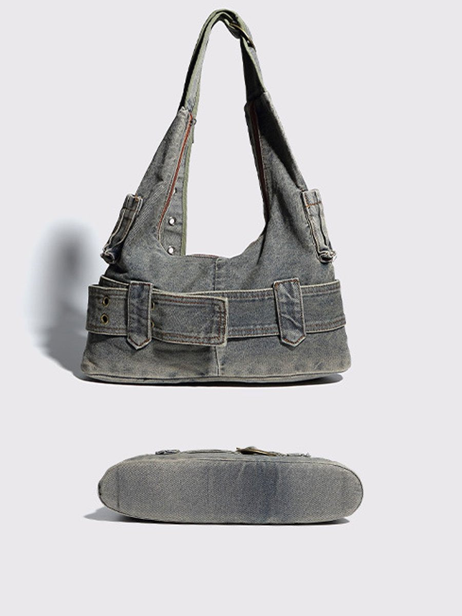 Sac à bandoulière en denim vintage usé