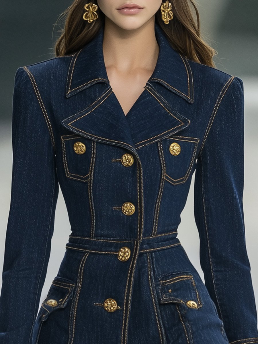 Robe Mini en Jean à Col Large et Ourlet Volant - Expédition Rapide en 24 Heures !