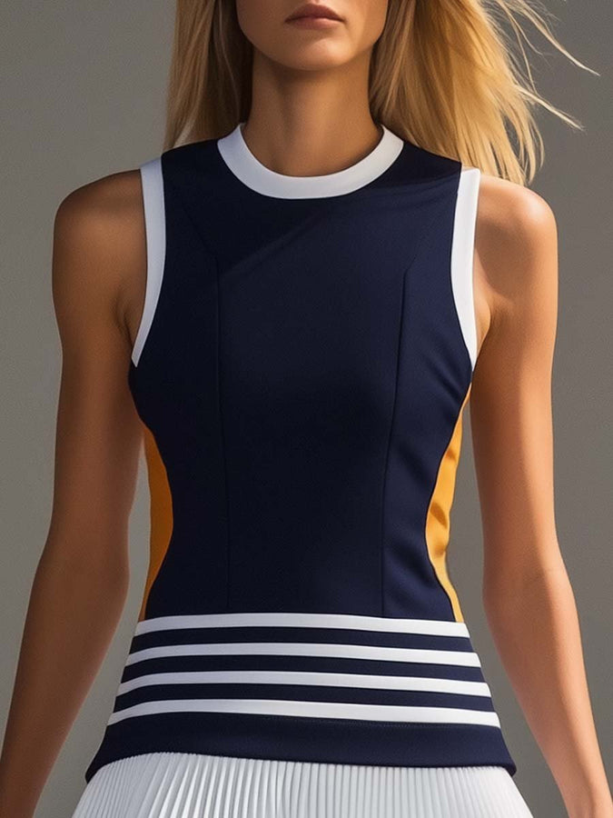 Robe Mini Bicolore Bleu Marine et Blanc - Chic et Dynamique, Expédition en 24 Heures!