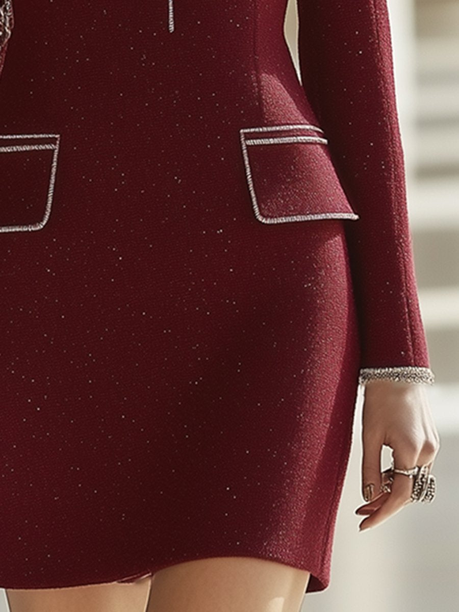 Robe de Luxe Rétro Élégante avec Ourlet Contrasté - Livraison en 24 Heures