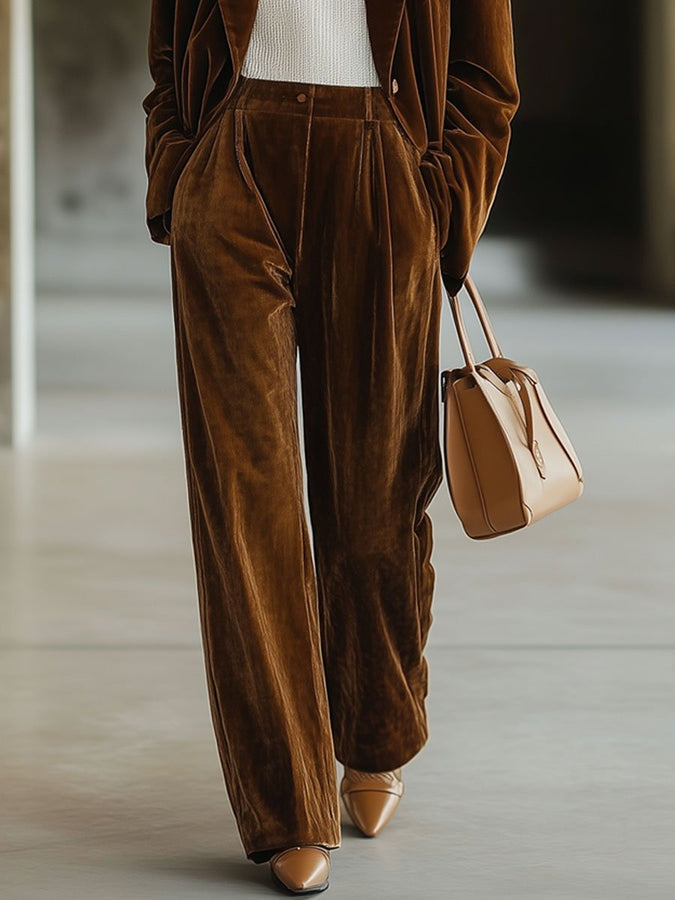 【Expédition rapide en 24 heures】Pantalon décontracté en velours vintage avec poches - Style ample et chic