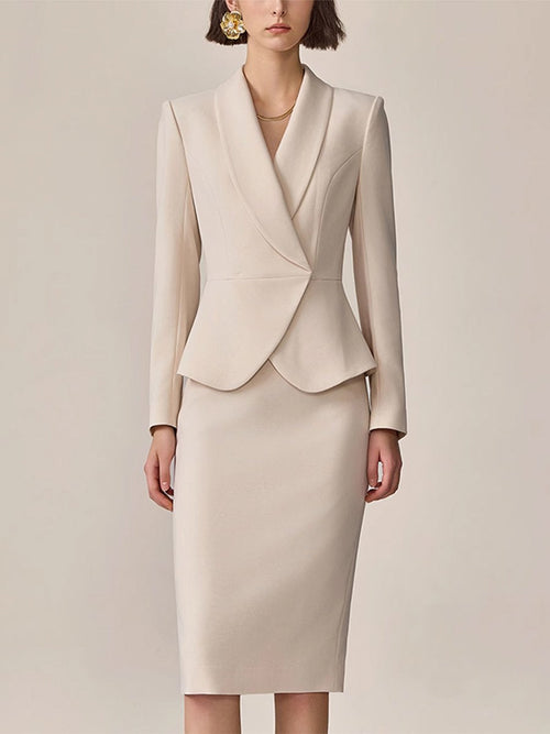 Costume Beige de Luxe avec Col – Livraison en 24 Heures