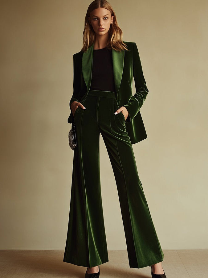 Veste Vintage en Velours Vert Éclatant