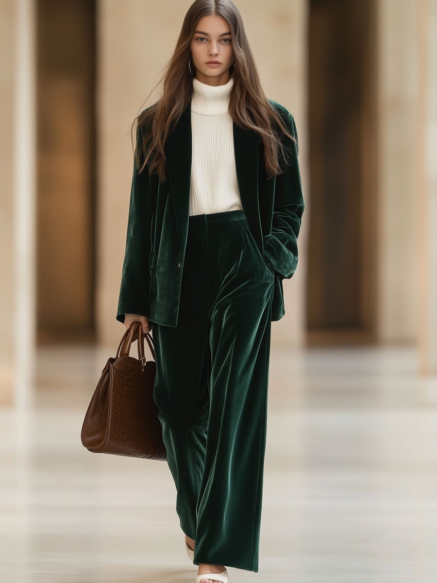 Blazer Vintage en Velours Ample avec Poches - Expédition Rapide en 24 Heures!