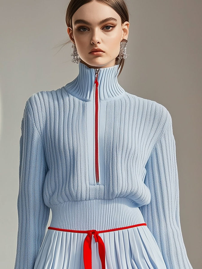 Ensemble Sportif en Tricot à Col Montant avec Zip - Expédition Rapide en 24 Heures!
