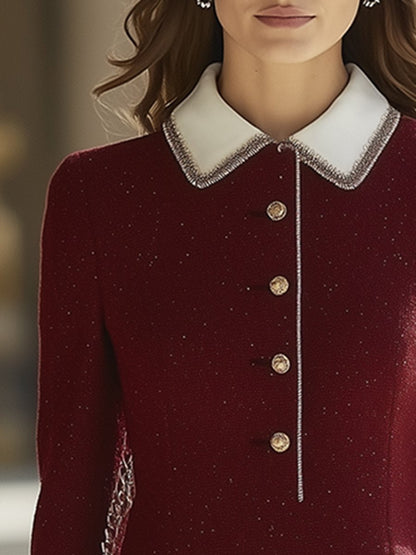 Robe de Luxe Rétro Élégante avec Ourlet Contrasté - Expédition en 24 Heures