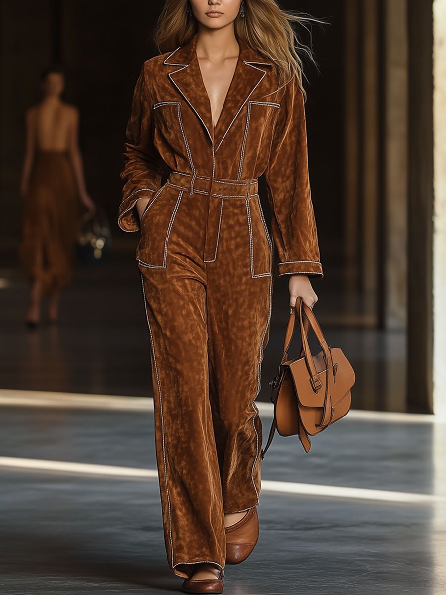 Combinaison Vintage Suédoise Décontractée à Manches Longues avec Poche Exposée - Expédition en 24 Heures