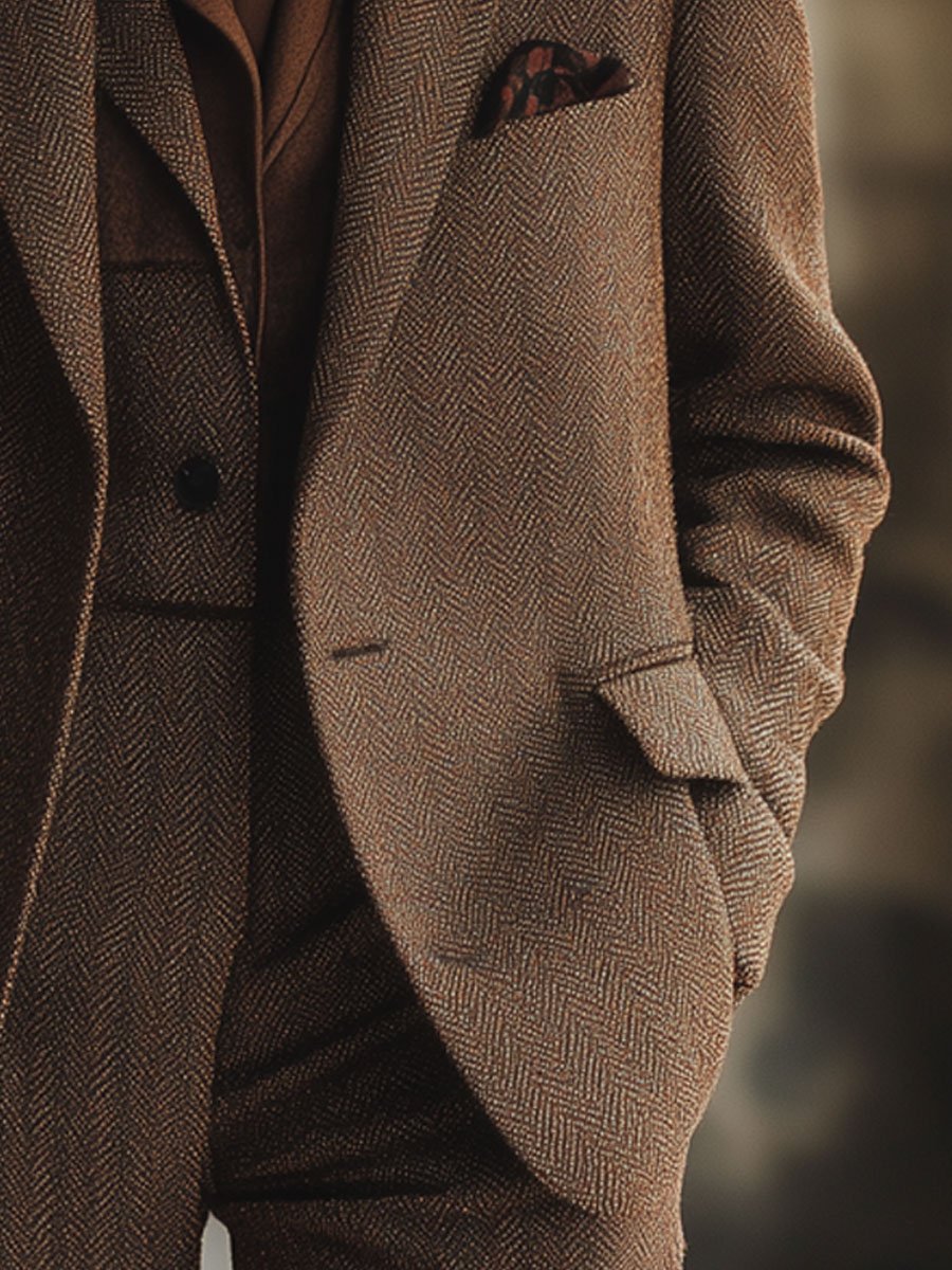 Blazer en laine décontracté à chevrons avec poches – Expédition rapide sous 24 heures