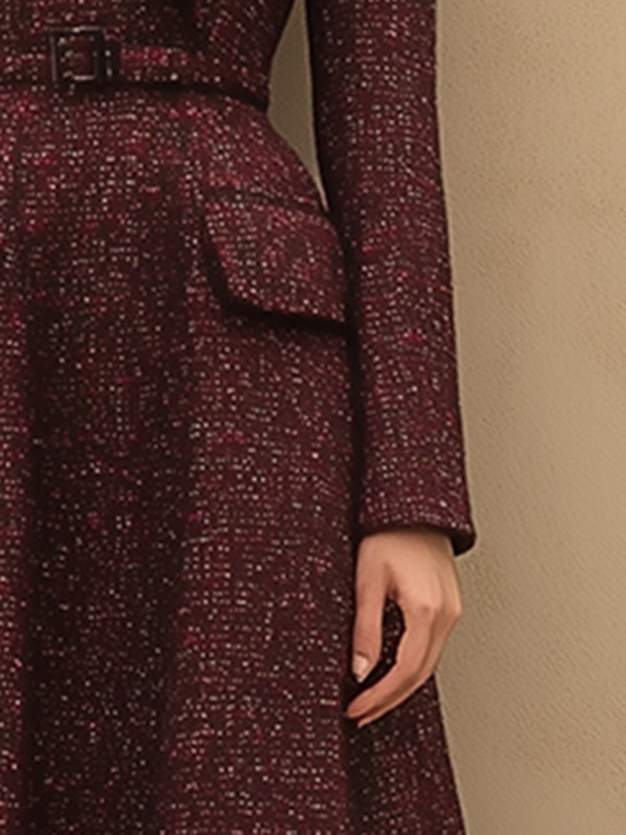 Robe Vintage Élégante en Tweed Rouge Ankola - Expédition Rapide en 24 Heures !