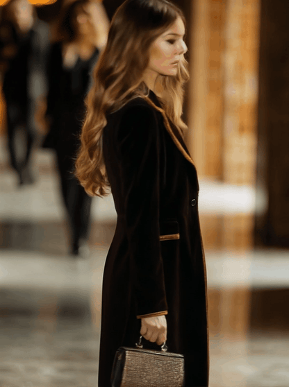 Veste Vintage en Velours Ample avec Col et Poches - Style Décontracté à Blocs de Couleurs