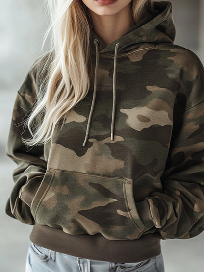 【Expédition en 24h】Sweat à Capuche Camouflage Vintage - Style Décontracté avec Poche