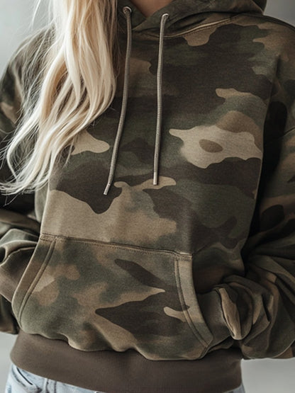 【Expédition en 24h】Sweat à Capuche Camouflage Vintage - Style Décontracté avec Poche