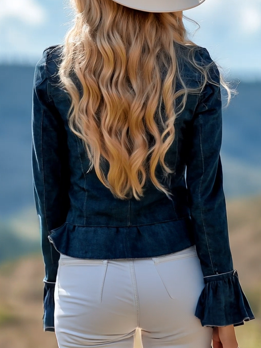 Chemise Décontractée en Suède Marine Vintage à Manches Roulottées